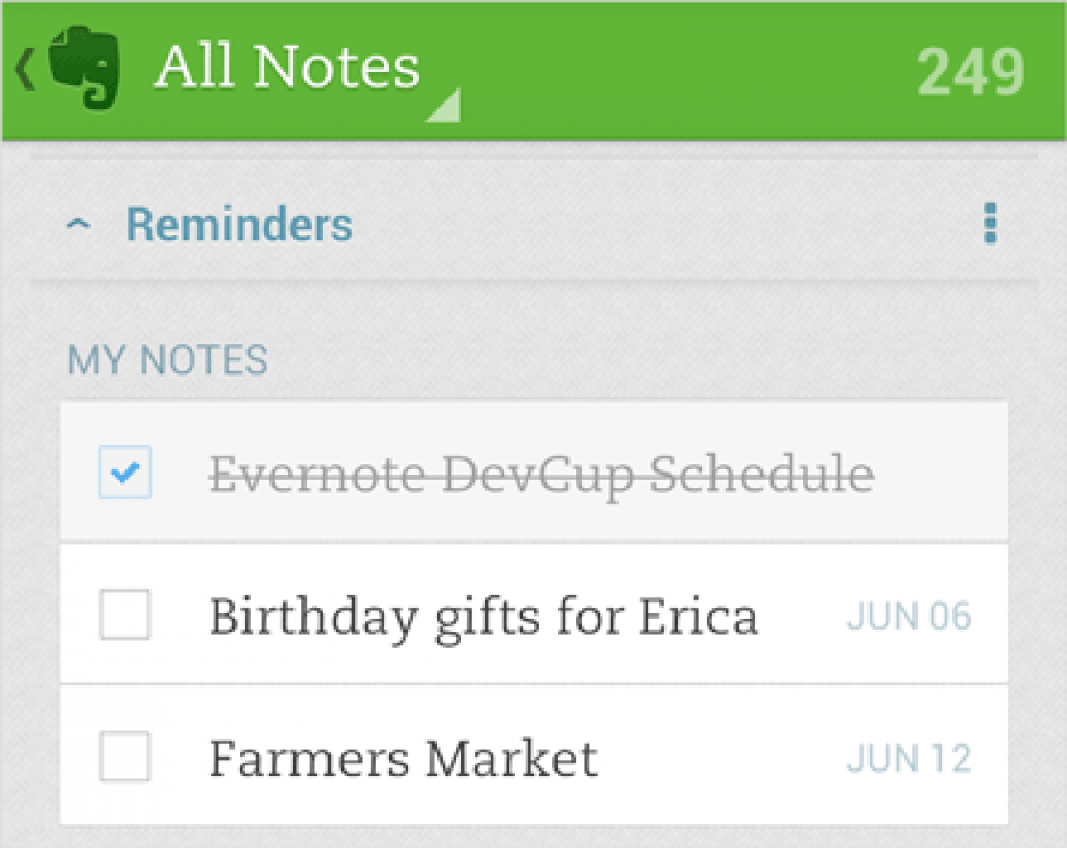 Evernote adds reminders to Android