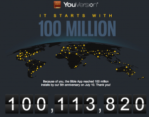 YouVersion makes 100 million - screenshot